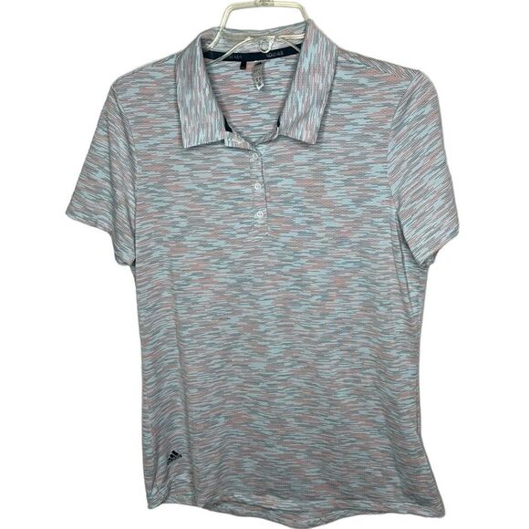 Adidas Space-dye Polo Short Sleeve Top. Size Medium. - Picture 1 of 8